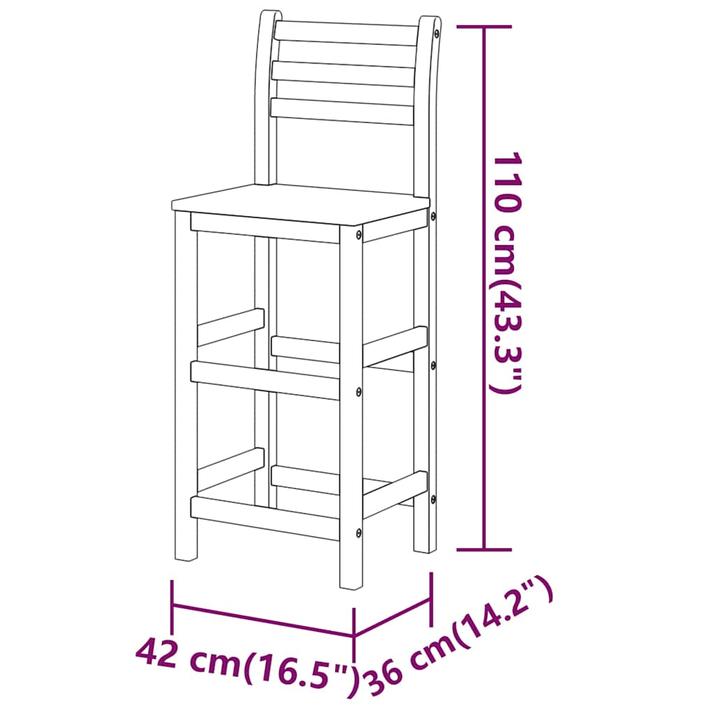Set da Bar per Giardino 5 pz Legno Massello di Acacia