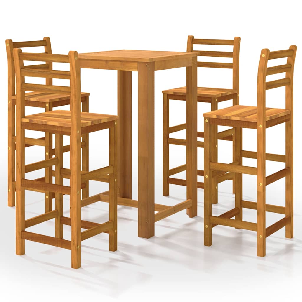 Set da Bar per Giardino 5 pz Legno Massello di Acacia