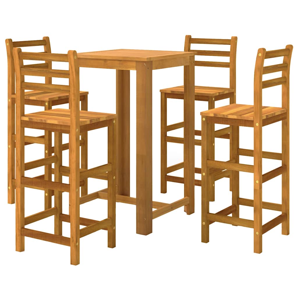 Set da Bar per Giardino 5 pz Legno Massello di Acacia