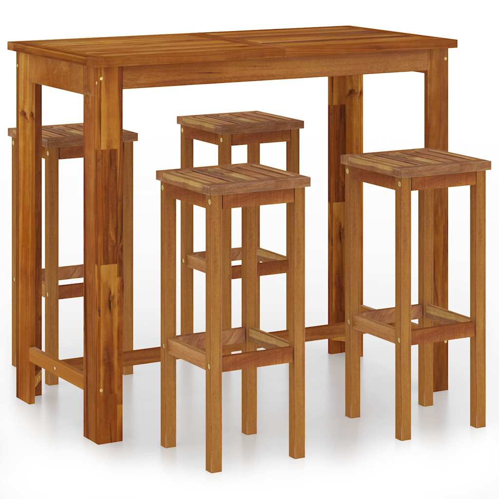 Set da Bar da Giardino 5 pz in Legno Massello di Acacia