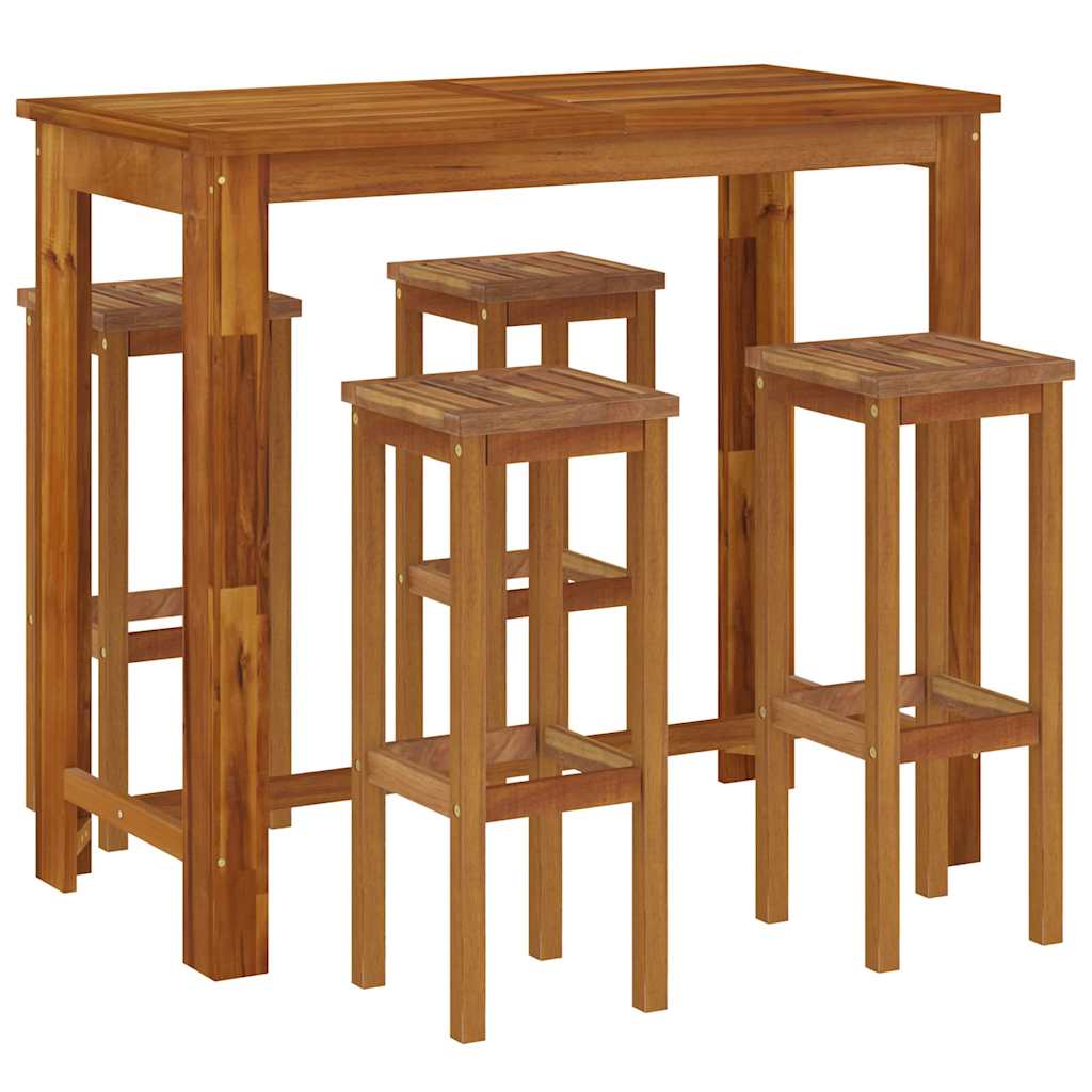 Set da Bar da Giardino 5 pz in Legno Massello di Acacia