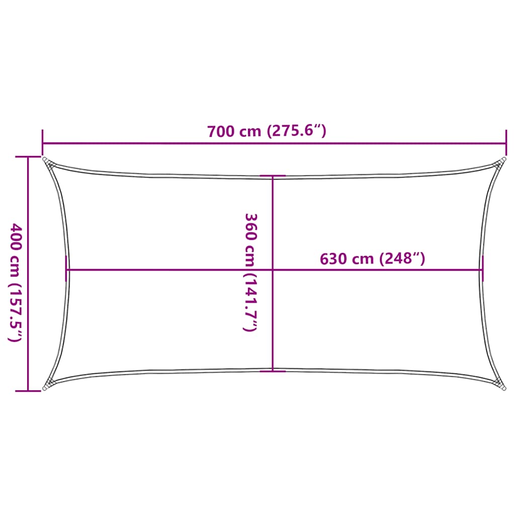 Vela Parasole 160 g/m² Rossa 4x7 m in HDPE