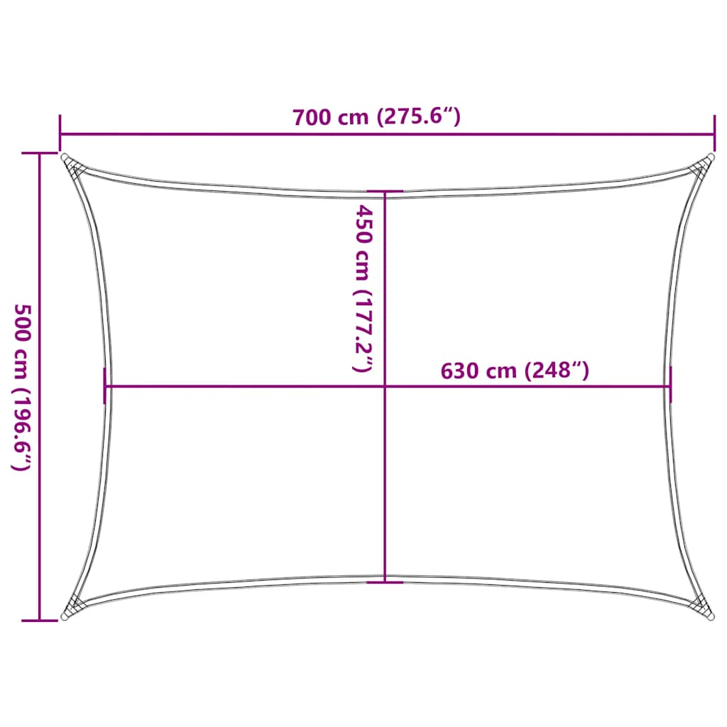 Vela Parasole 160 g/m² Rosso 5x7 m in HDPE