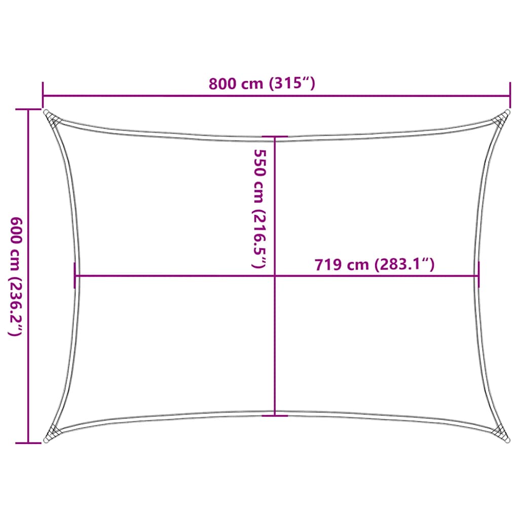 Vela Parasole 160 g/m² Rossa 6x8 m in HDPE