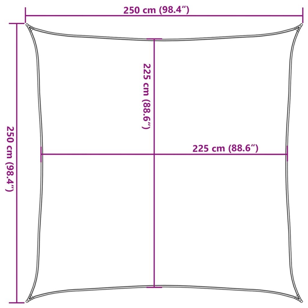 Vela Parasole 160 g/m² Arancione 2,5x2,5 m in HDPE