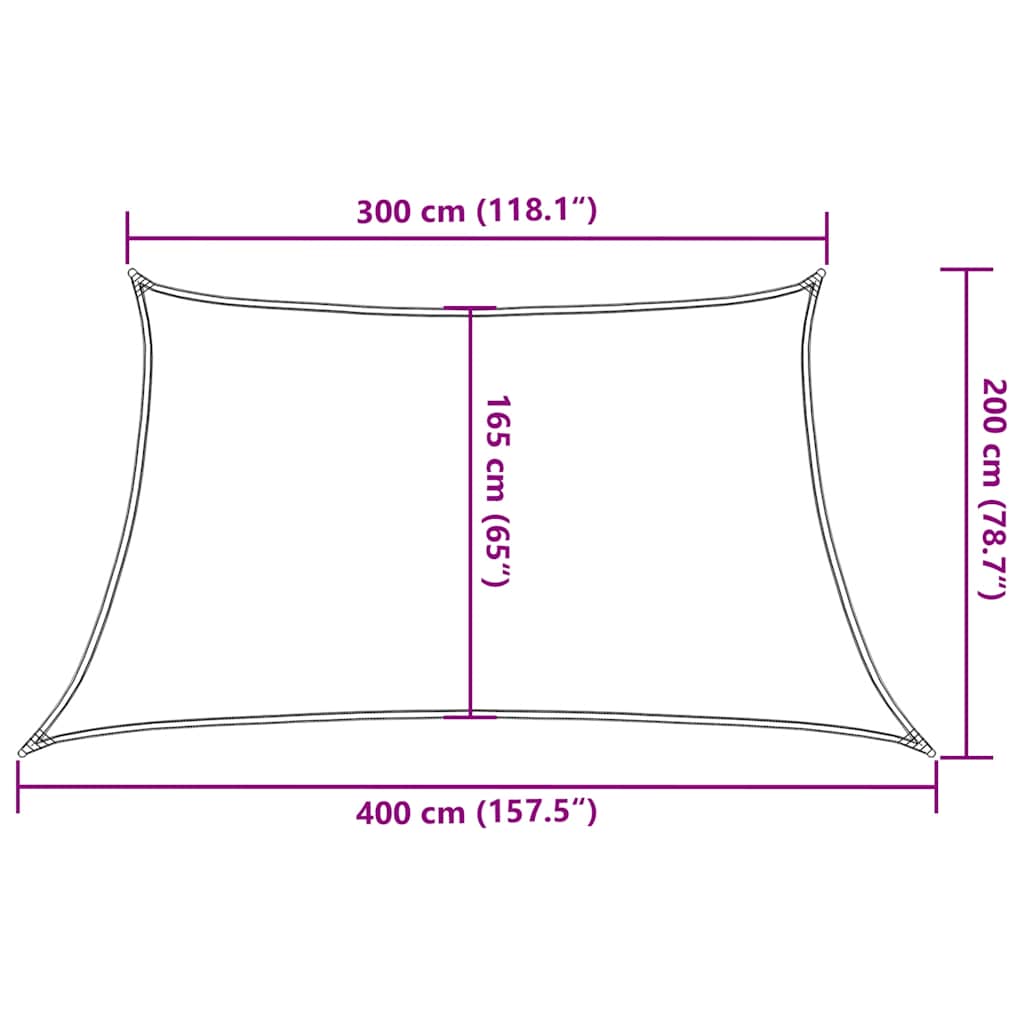 Vela Parasole 160 g/m² Trapezio Arancione 3/4x2 m in HDPE