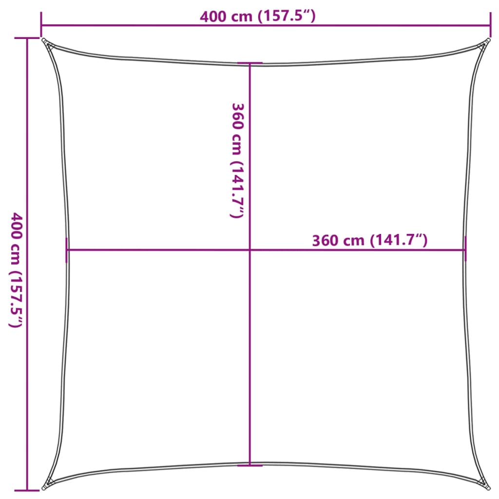 Vela Parasole 160 g/m² Nera 4x4m in HDPE