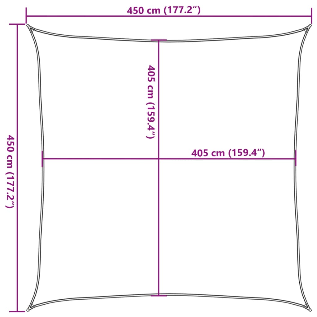 Vela Parasole 160 g/m² Nera 4,5x4,5 m in HDPE