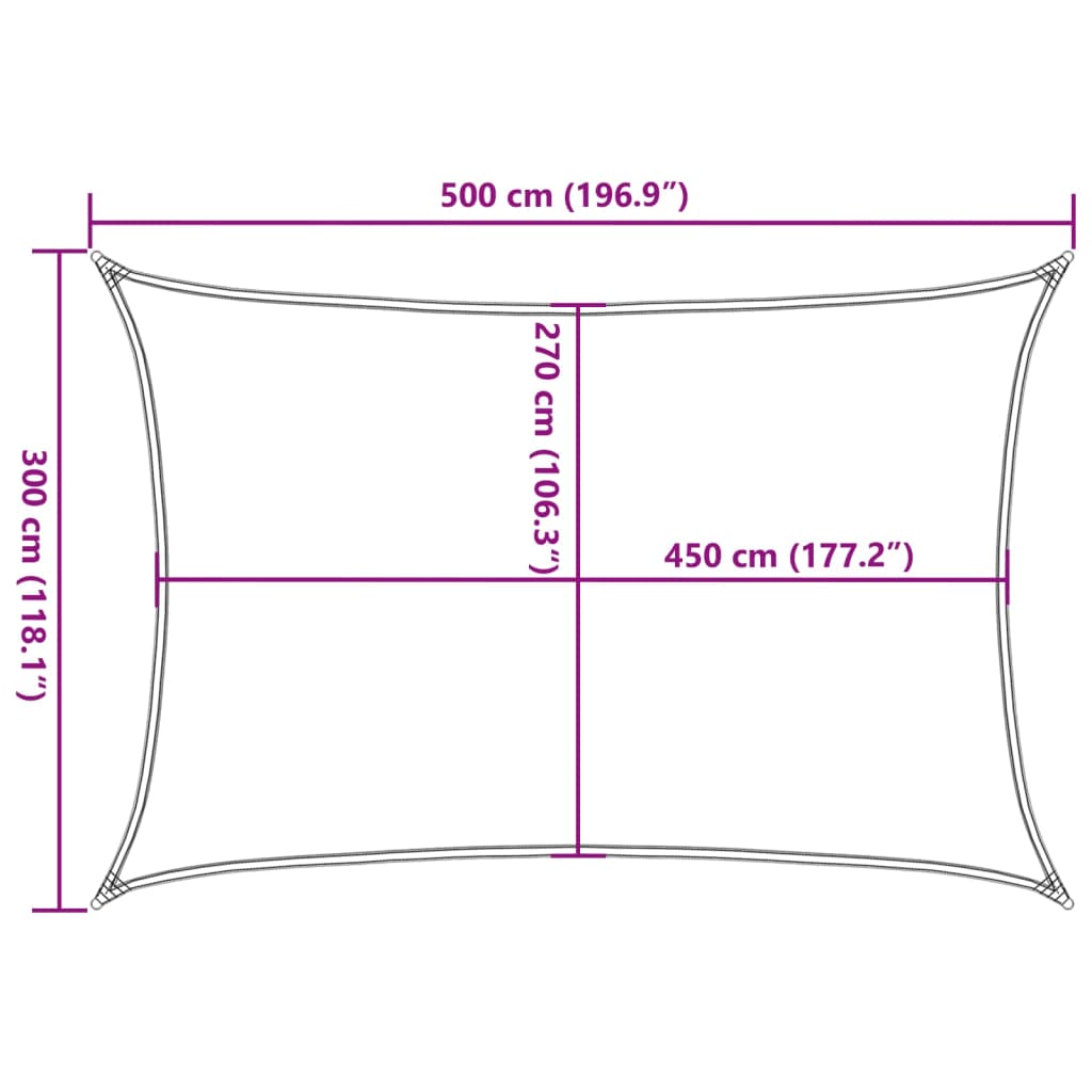 Vela Parasole 160 g/m² Nera 3x5 m in HDPE