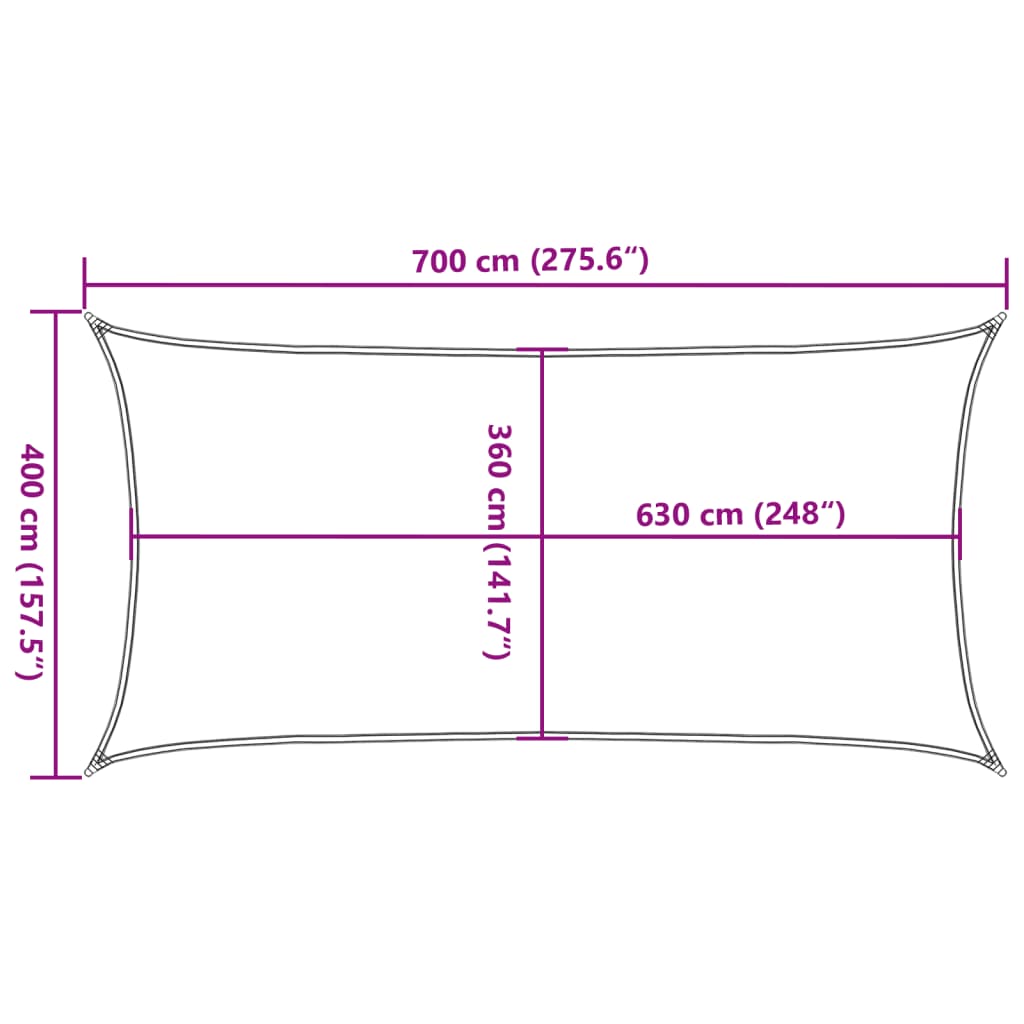 Vela Parasole 160 g/m² Nera 4x7 m in HDPE