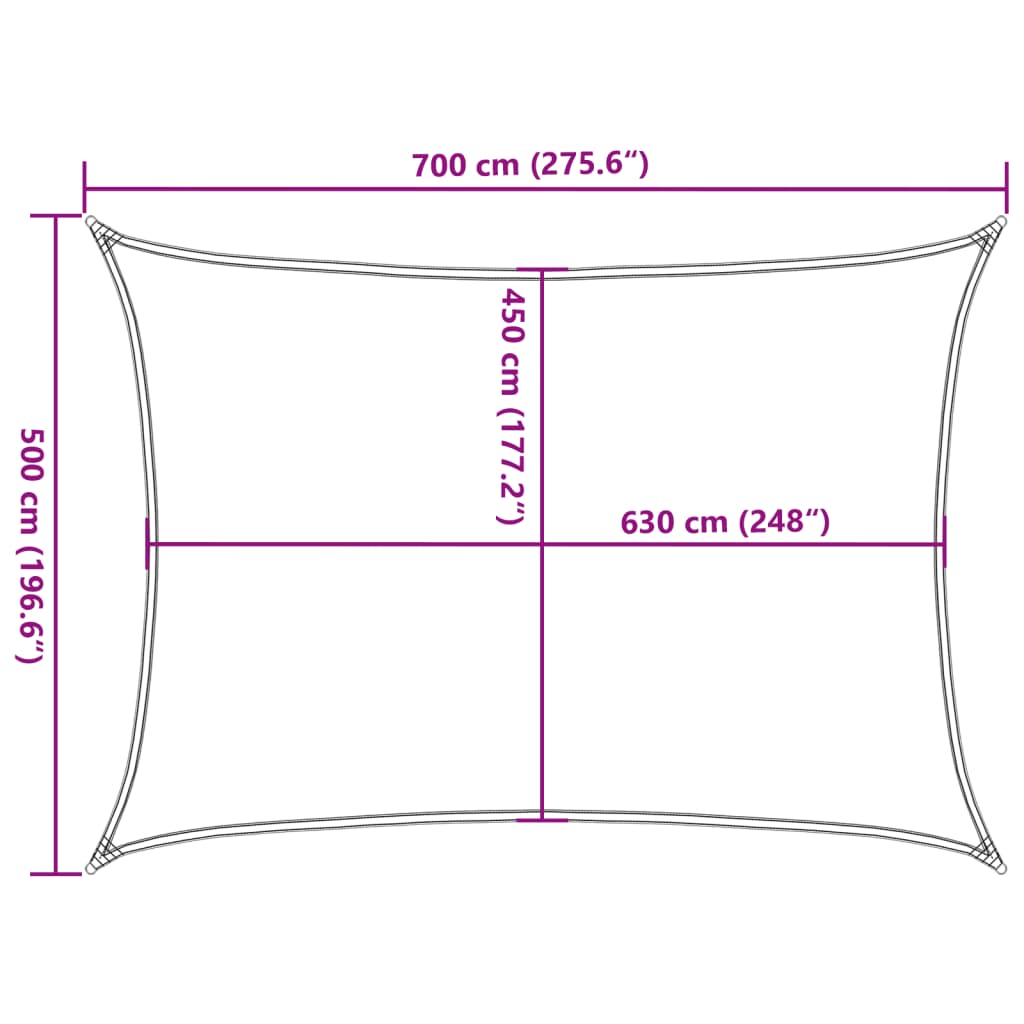 Vela Parasole 160 g/m² Nera 5x7 m in HDPE