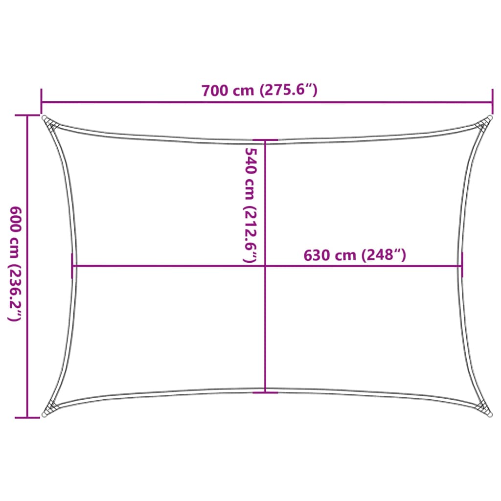 Vela Parasole 160 g/m² Nera 6x7 m in HDPE