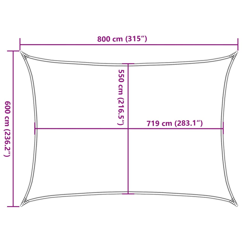 Vela Parasole 160 g/m² Rettangolare Nera 6x8 m in HDPE
