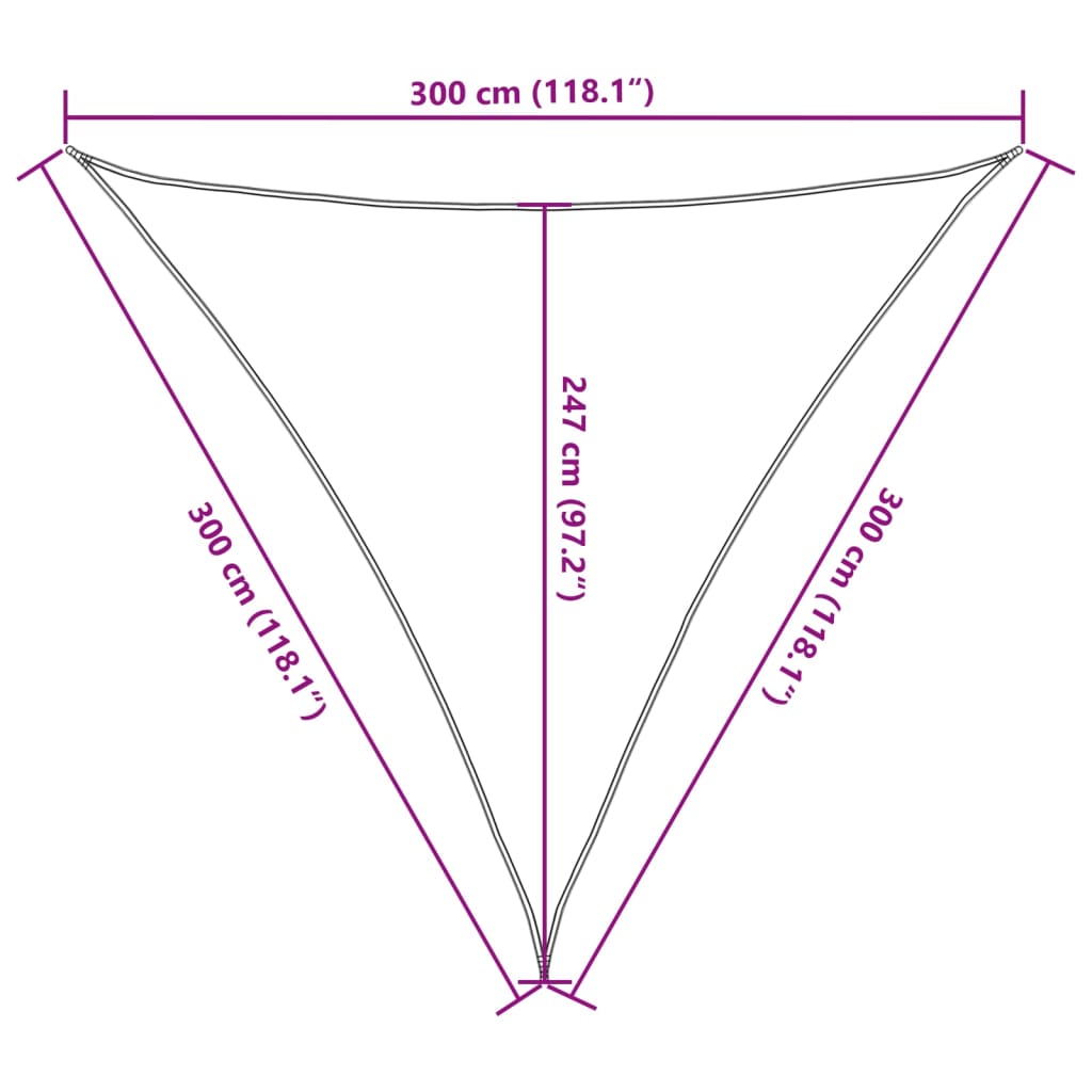 Vela Parasole 160 g/m² Nera 3x3x3 m in HDPE