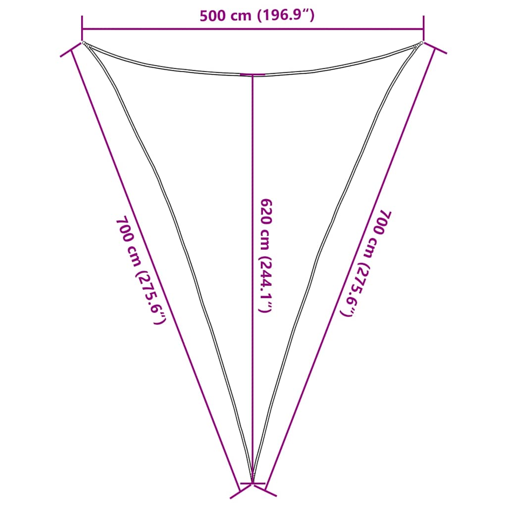 Vela Parasole 160 g/m² Triangolare Nero 5x7x7 m in HDPE