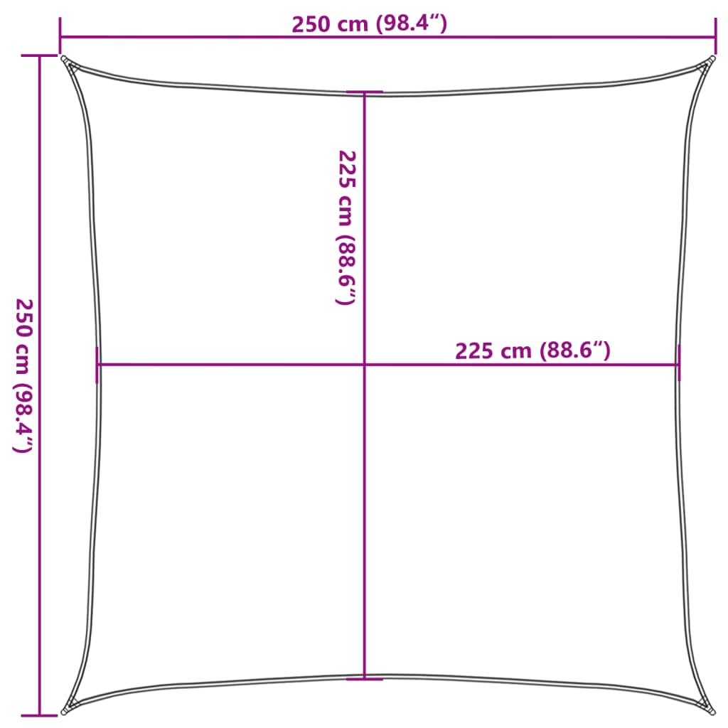 Vela Parasole 160 g/m² Marrone 2,5x2,5 m in HDPE