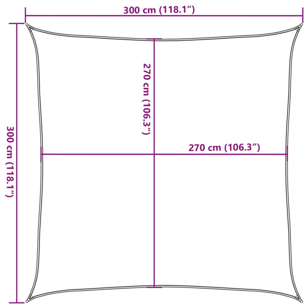 Vela Parasole 160 g/m² Marrone 3x3 m in HDPE