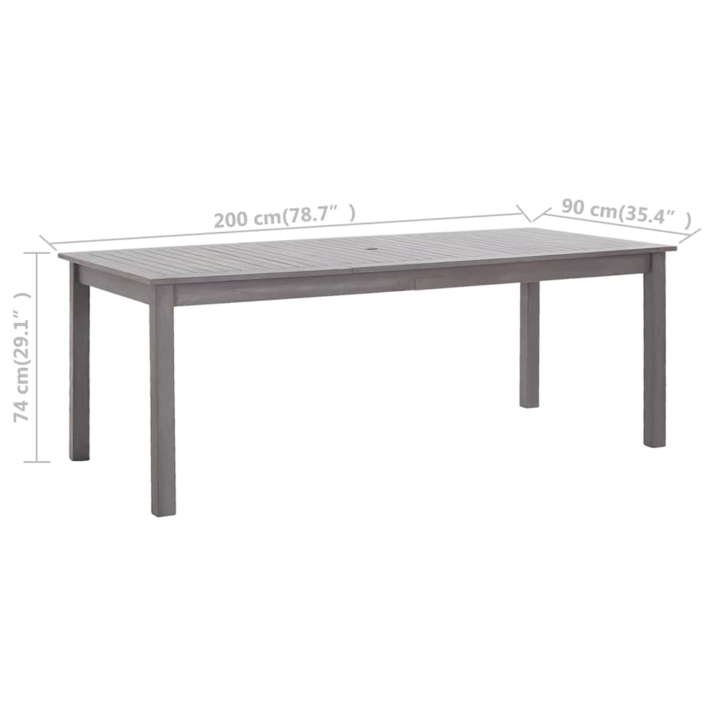 Tavolo da Giardino Grigio Slavato 200x90x74 cm Legno di Acacia