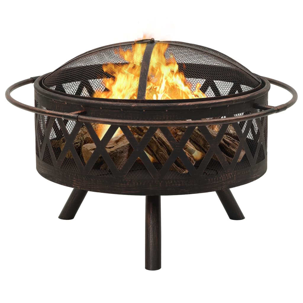 Braciere Rustico con Attizzatoio 76 cm XXL in Acciaio