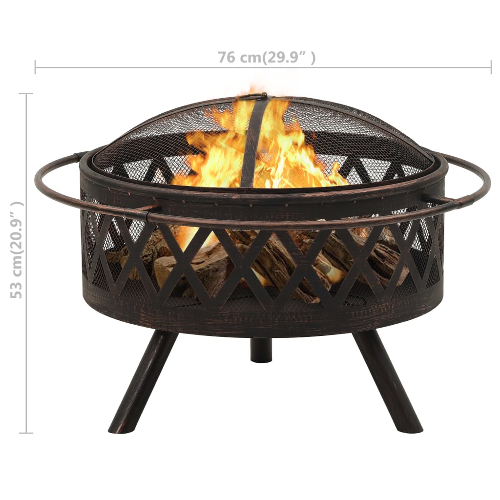 Braciere Rustico con Attizzatoio 76 cm XXL in Acciaio