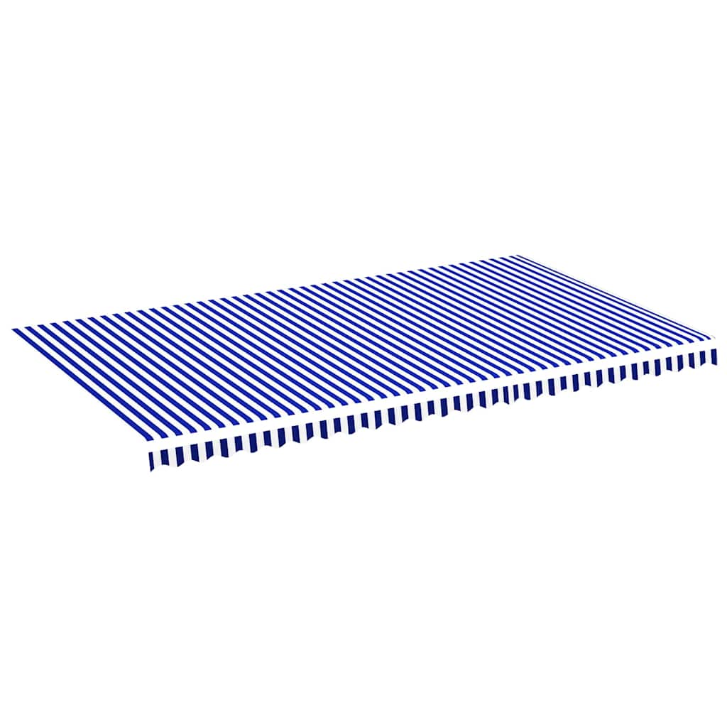 Tessuto di Ricambio per Tenda da Sole Blu e Bianco 600x350 cm Poliestere