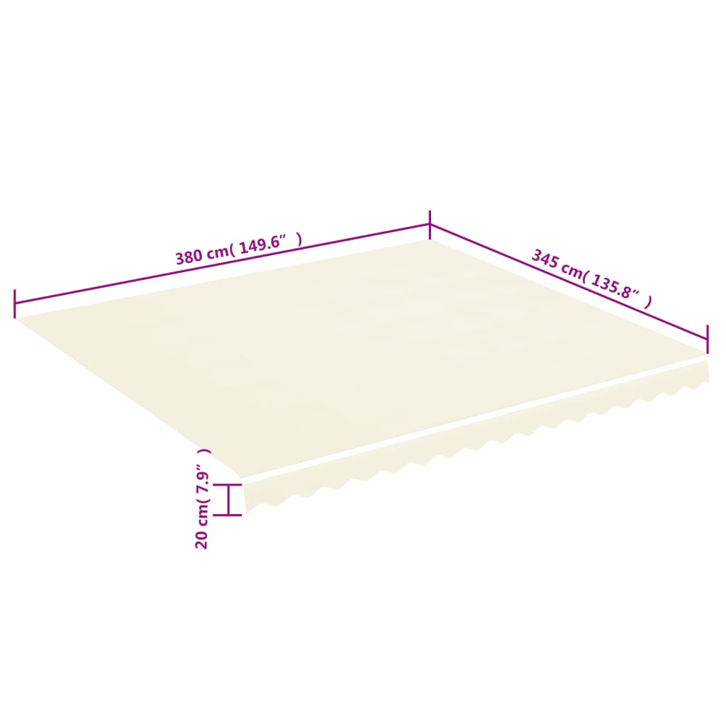 Tessuto di Ricambio per Tenda da Sole Crema 400x350 cm Poliestere
