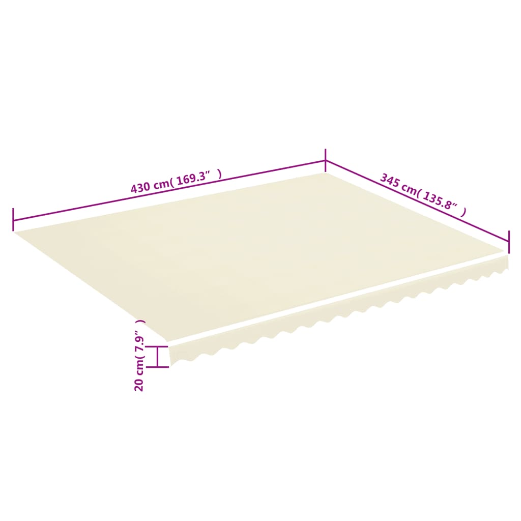 Tessuto di Ricambio per Tenda da Sole Crema 450x350 cm Poliestere