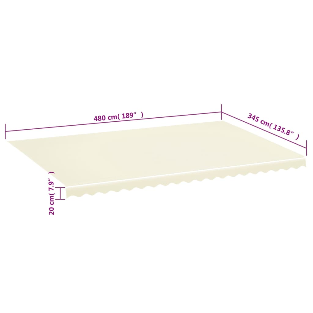 Tessuto di Ricambio per Tenda da Sole Crema 500x350 cm Poliestere