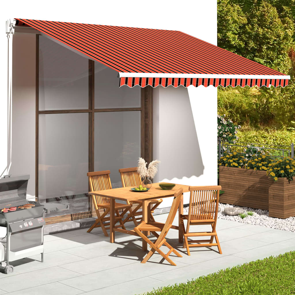 Tessuto di Ricambio per Tenda da Sole Arancione e Marrone 400x350 cm Poliestere