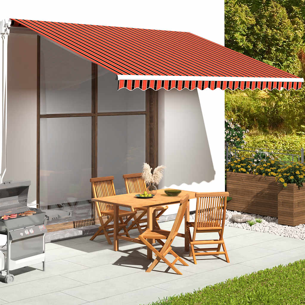 Tessuto di Ricambio per Tenda da Sole Arancione e Marrone 450x350 cm Poliestere