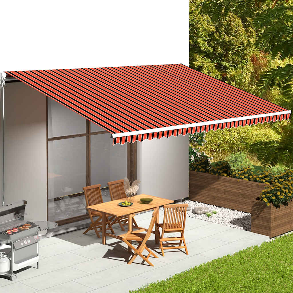 Tessuto di Ricambio per Tenda da Sole Arancione e Marrone 600x350 cm Poliestere