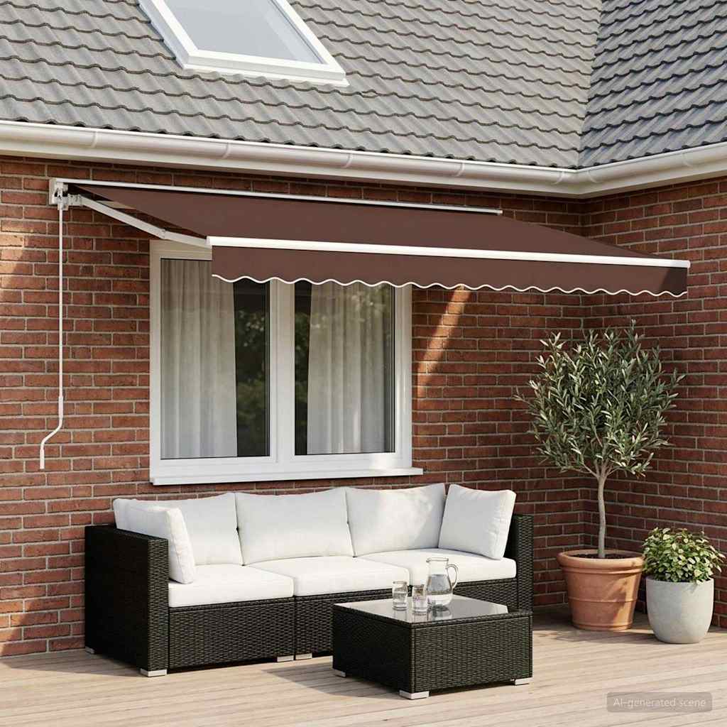 Tessuto di Ricambio per Tenda da Sole Marrone 500x300 cm Poliestere