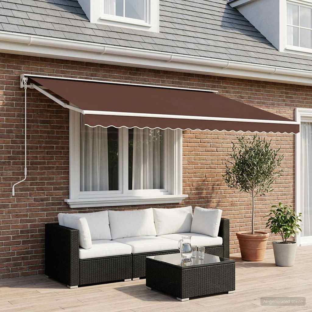 Tessuto di Ricambio per Tenda da Sole Marrone 600x350 cm Poliestere
