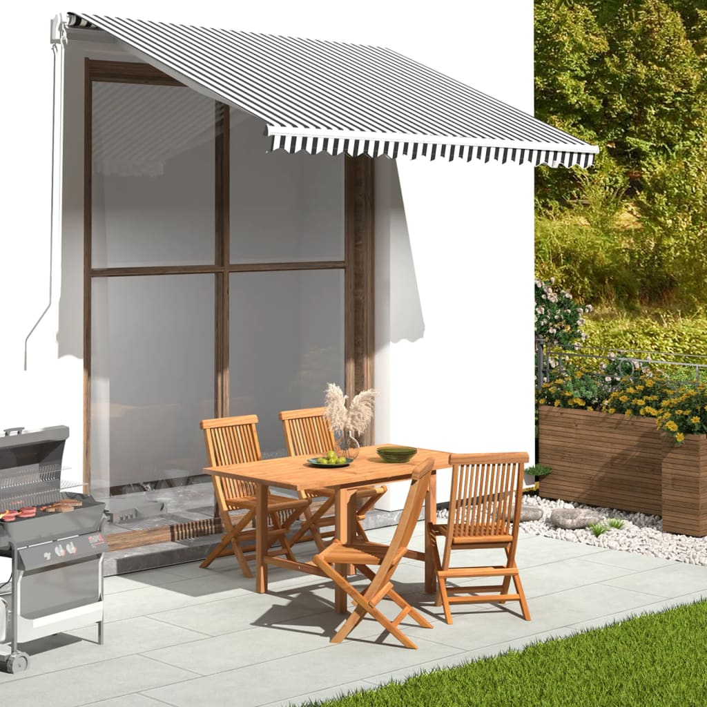 Tessuto di Ricambio per Tenda da Sole Antracite e Bianco 300x250 cm Poliestere