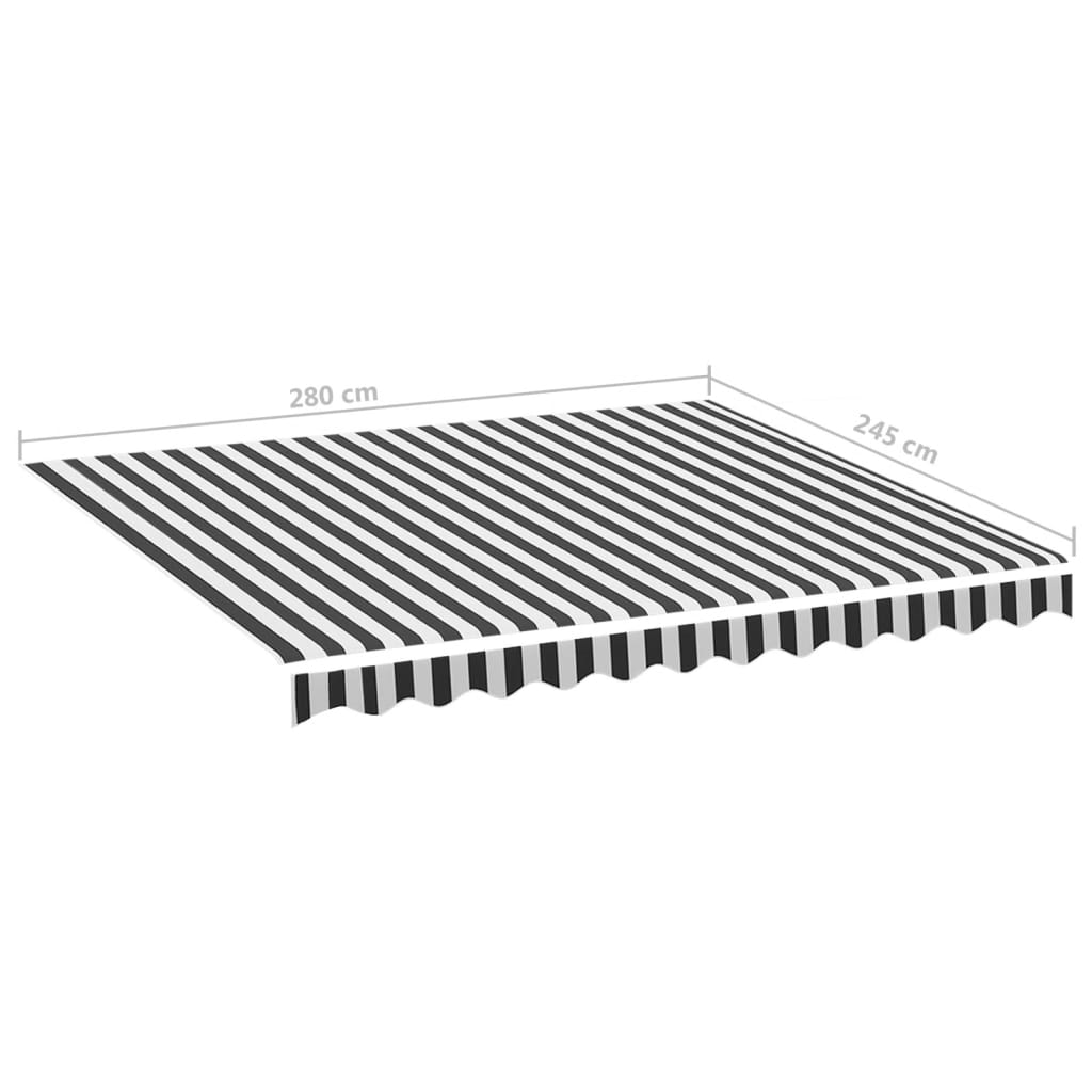Tessuto di Ricambio per Tenda da Sole Antracite e Bianco 300x250 cm Poliestere