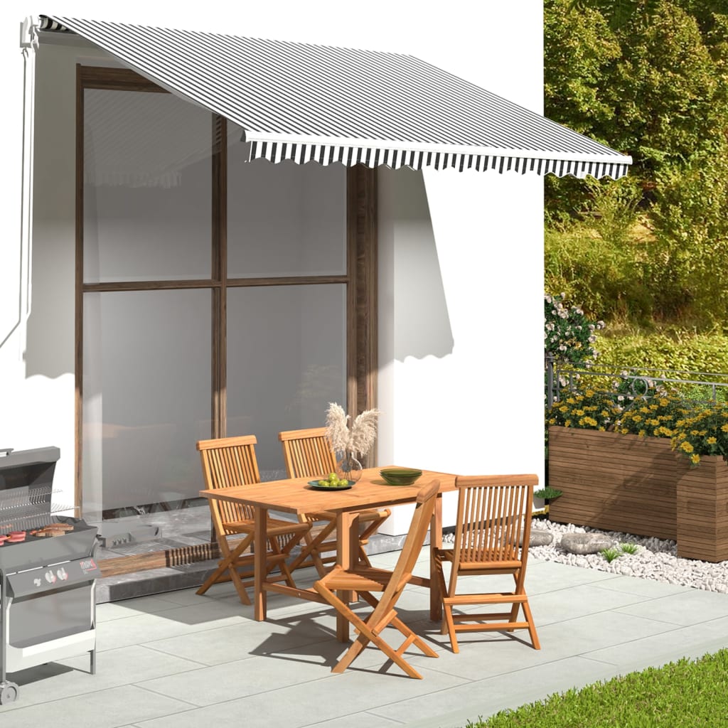 Tessuto di Ricambio per Tenda da Sole Antracite e Bianco 350x250 cm Poliestere