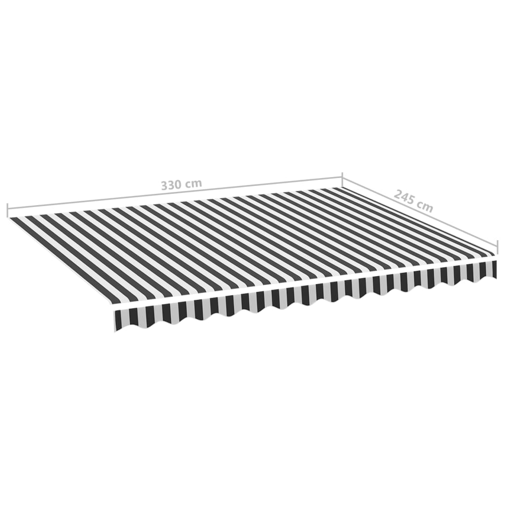 Tessuto di Ricambio per Tenda da Sole Antracite e Bianco 350x250 cm Poliestere