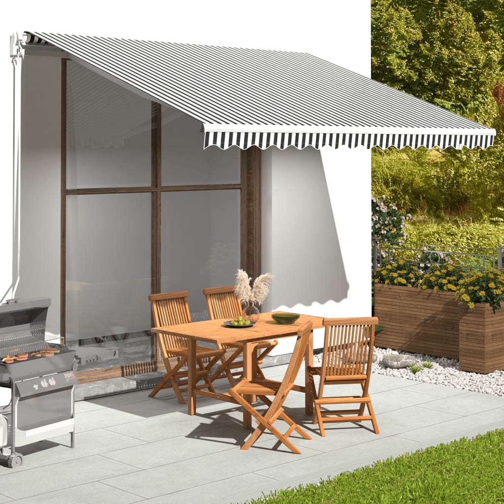 Tessuto di Ricambio per Tenda da Sole Antracite e Bianco 400x300 cm Poliestere