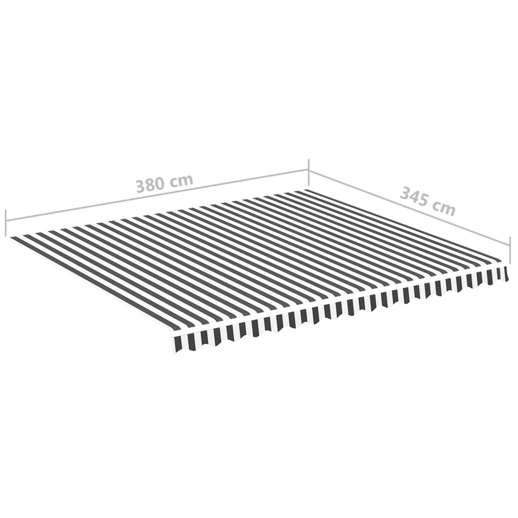 Tessuto di Ricambio per Tenda da Sole Antracite e Bianco 400x350 cm Poliestere
