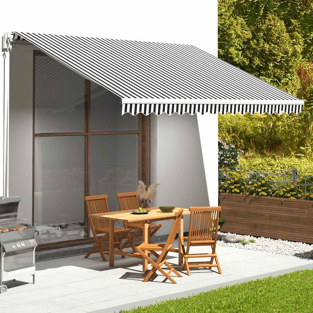 Tessuto di Ricambio per Tenda da Sole Antracite e Bianco 450x350 cm Poliestere