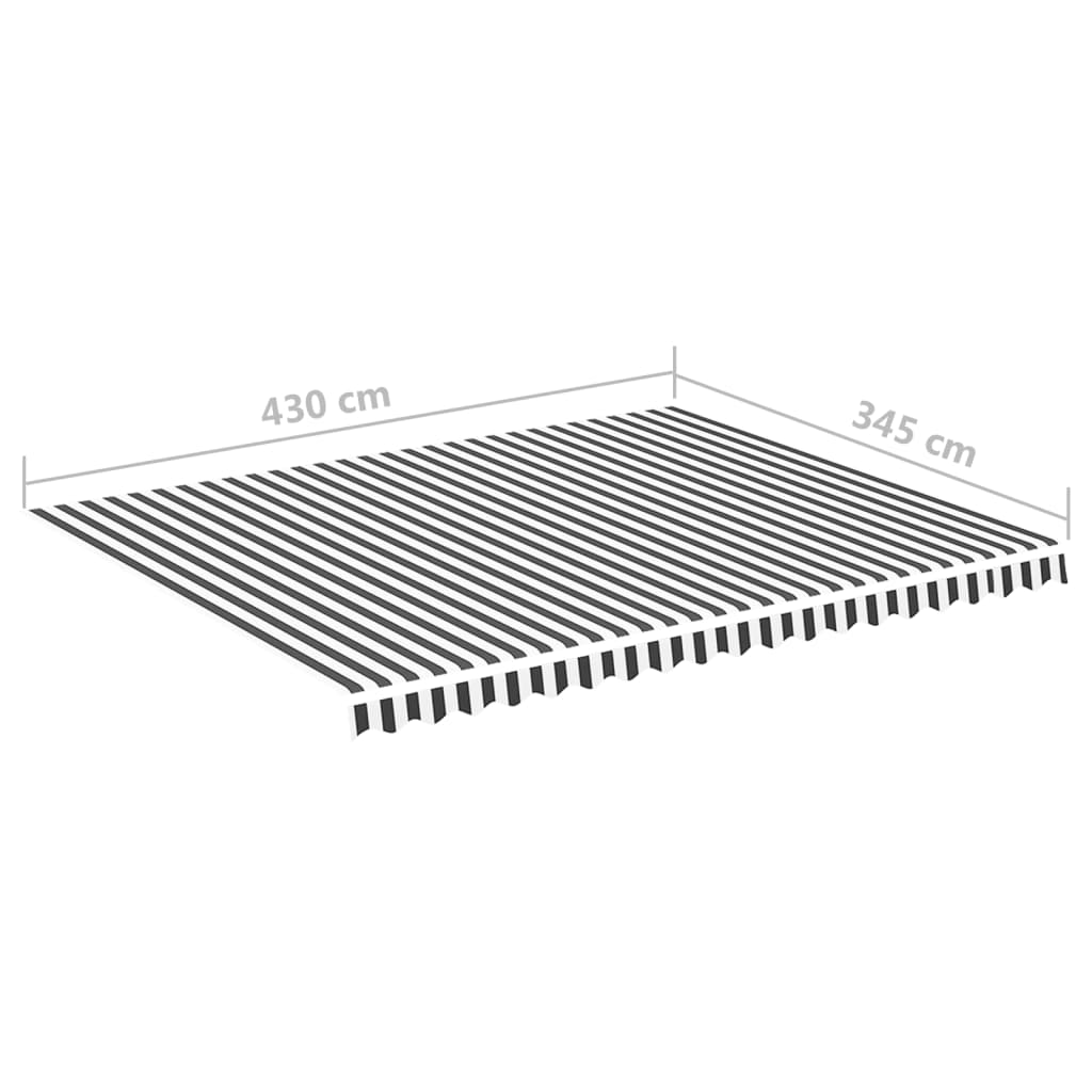Tessuto di Ricambio per Tenda da Sole Antracite e Bianco 450x350 cm Poliestere