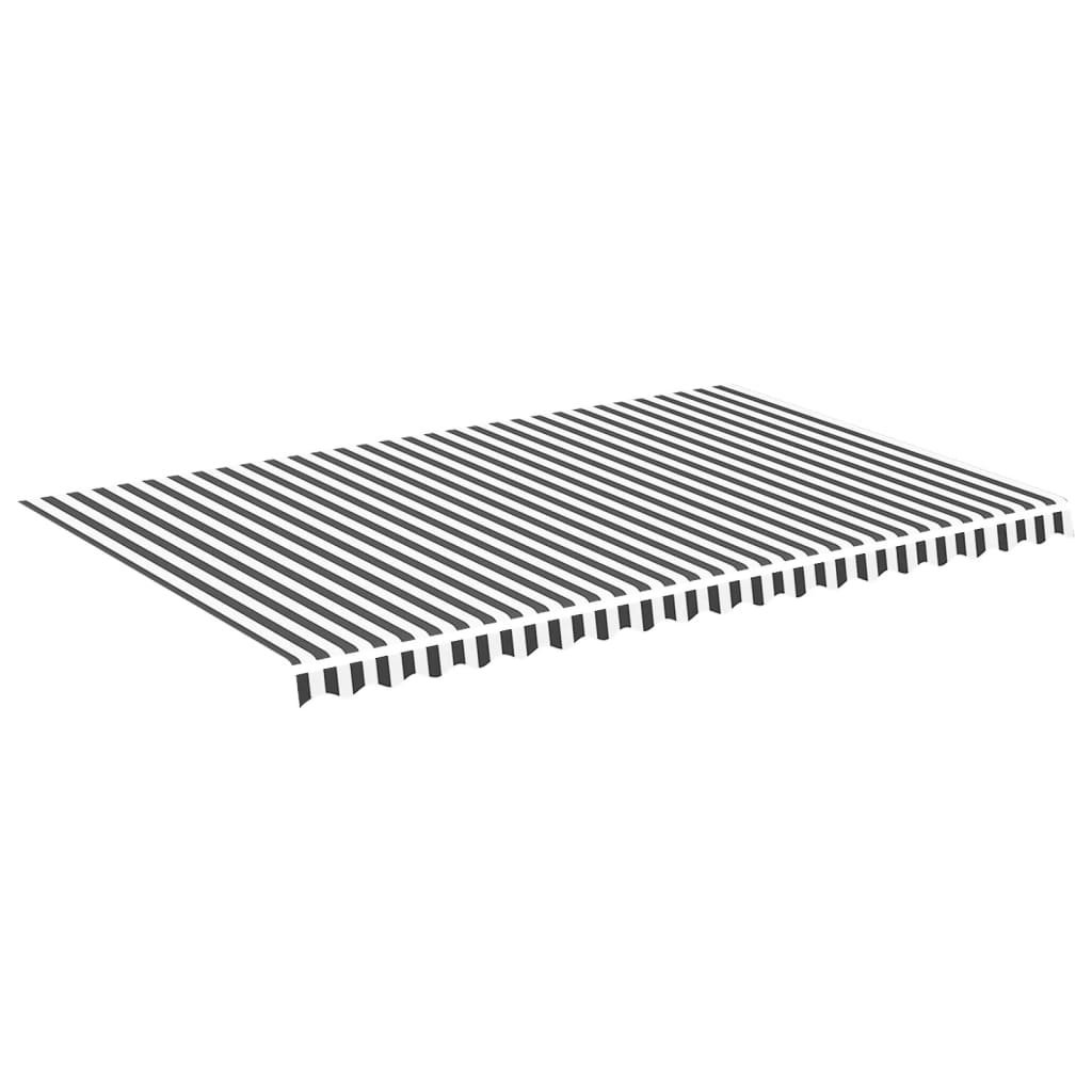 Tessuto di Ricambio per Tenda da Sole Antracite e Bianco 500x300 cm Poliestere