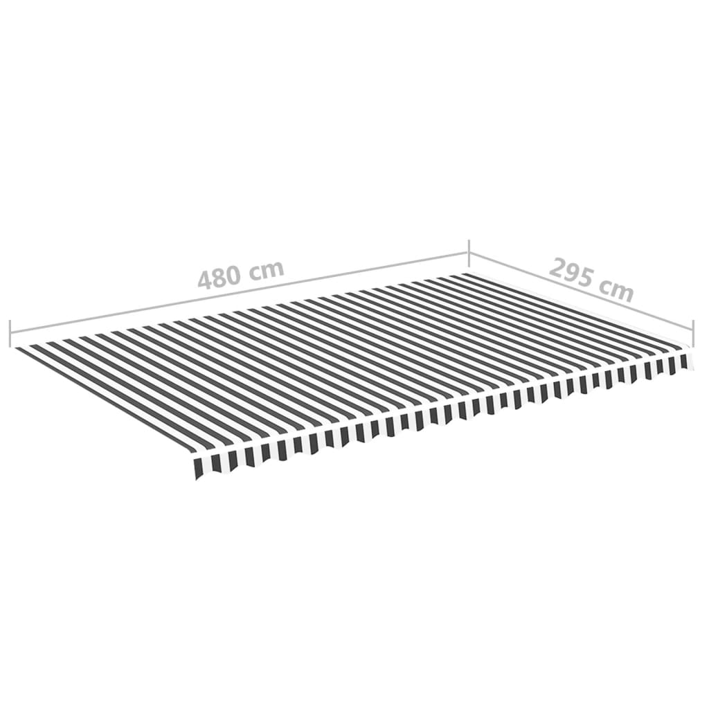Tessuto di Ricambio per Tenda da Sole Antracite e Bianco 500x300 cm Poliestere