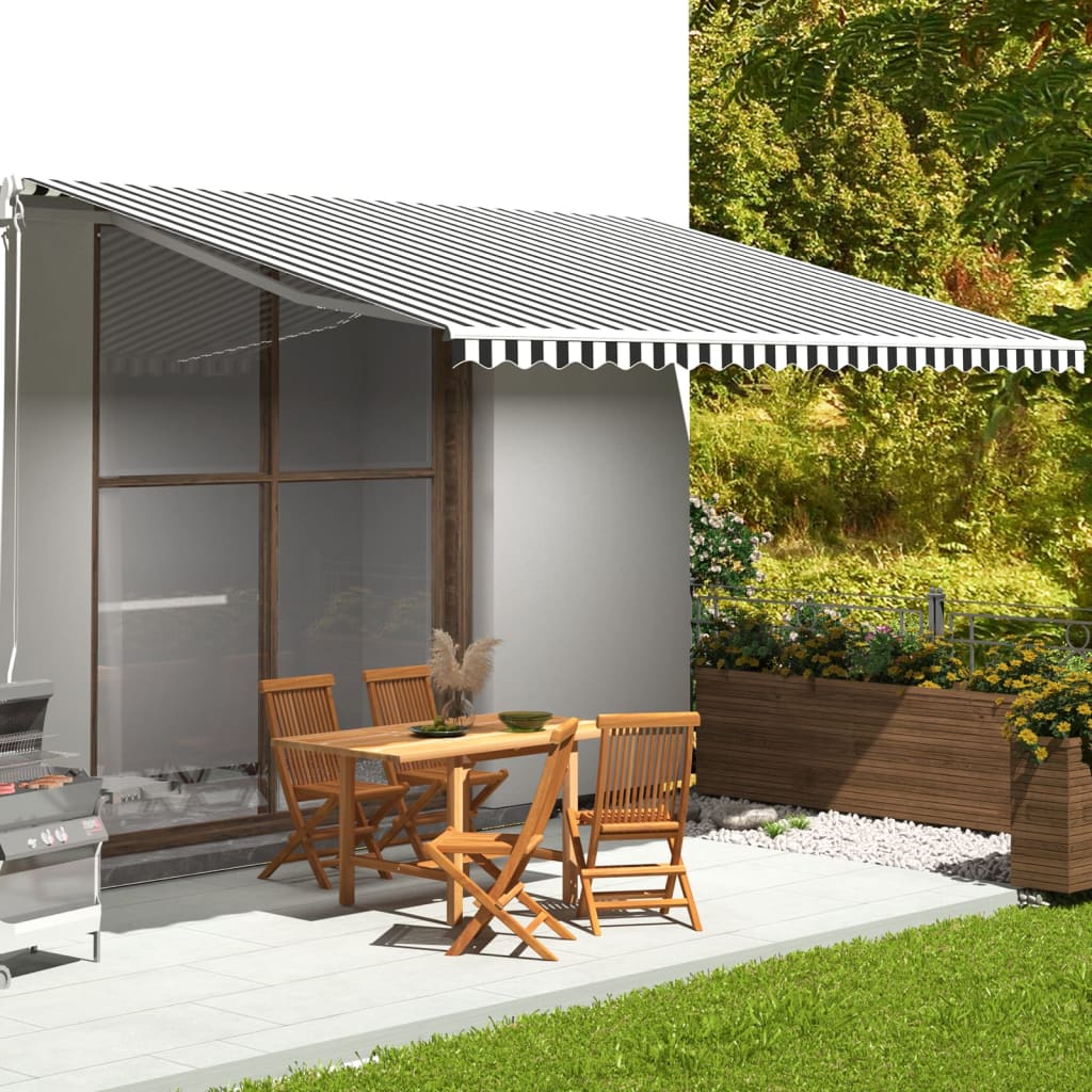 Tessuto di Ricambio per Tenda da Sole Antracite e Bianco 500x350 cm Poliestere