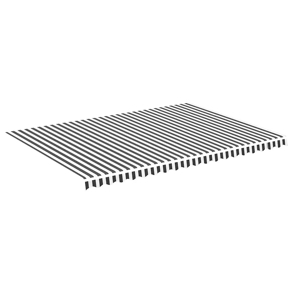 Tessuto di Ricambio per Tenda da Sole Antracite e Bianco 500x350 cm Poliestere