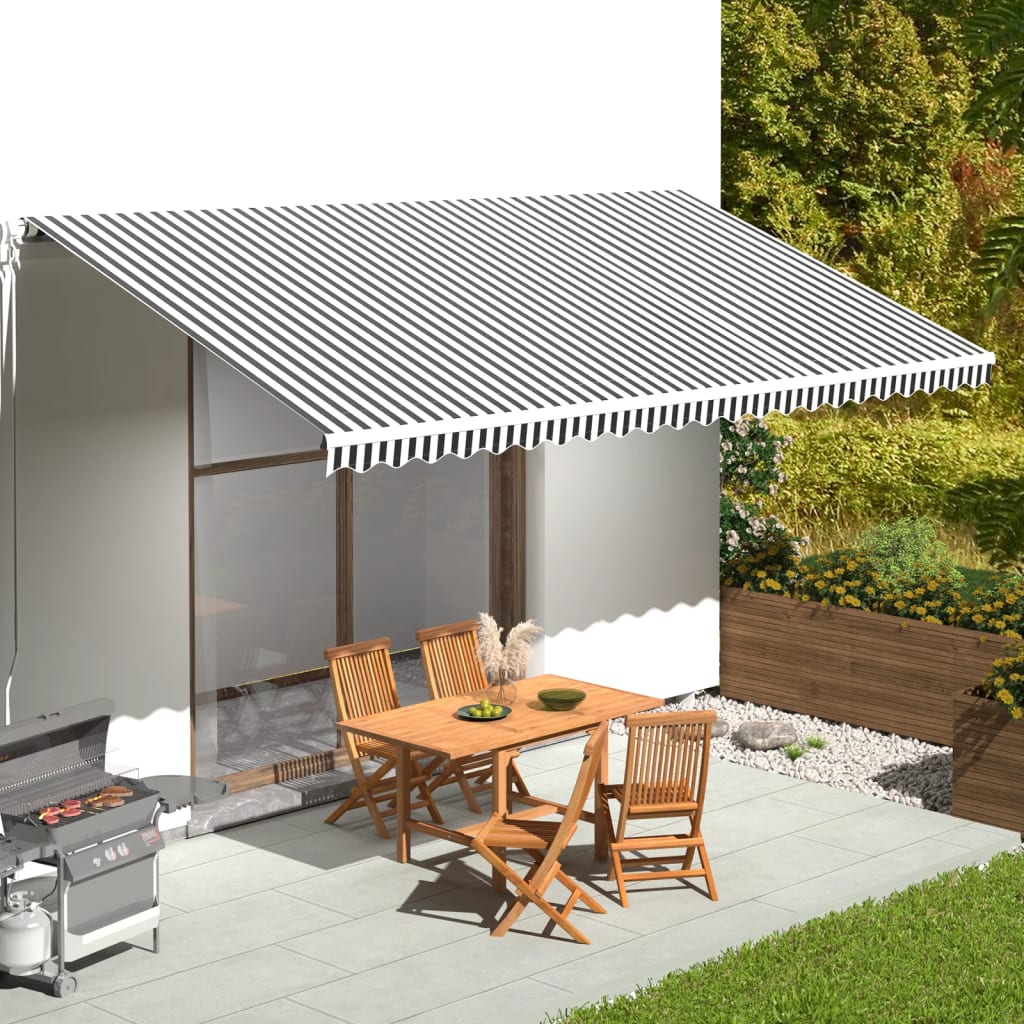Tessuto di Ricambio per Tenda da Sole Antracite e Bianco 600x300 cm Poliestere