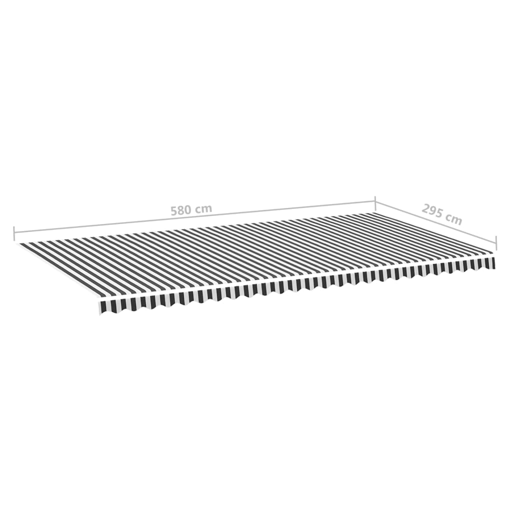 Tessuto di Ricambio per Tenda da Sole Antracite e Bianco 600x300 cm Poliestere