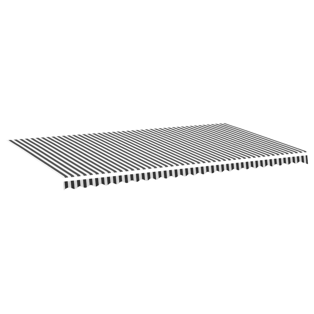 Tessuto di Ricambio per Tenda da Sole Antracite e Bianco 600x350 cm Poliestere