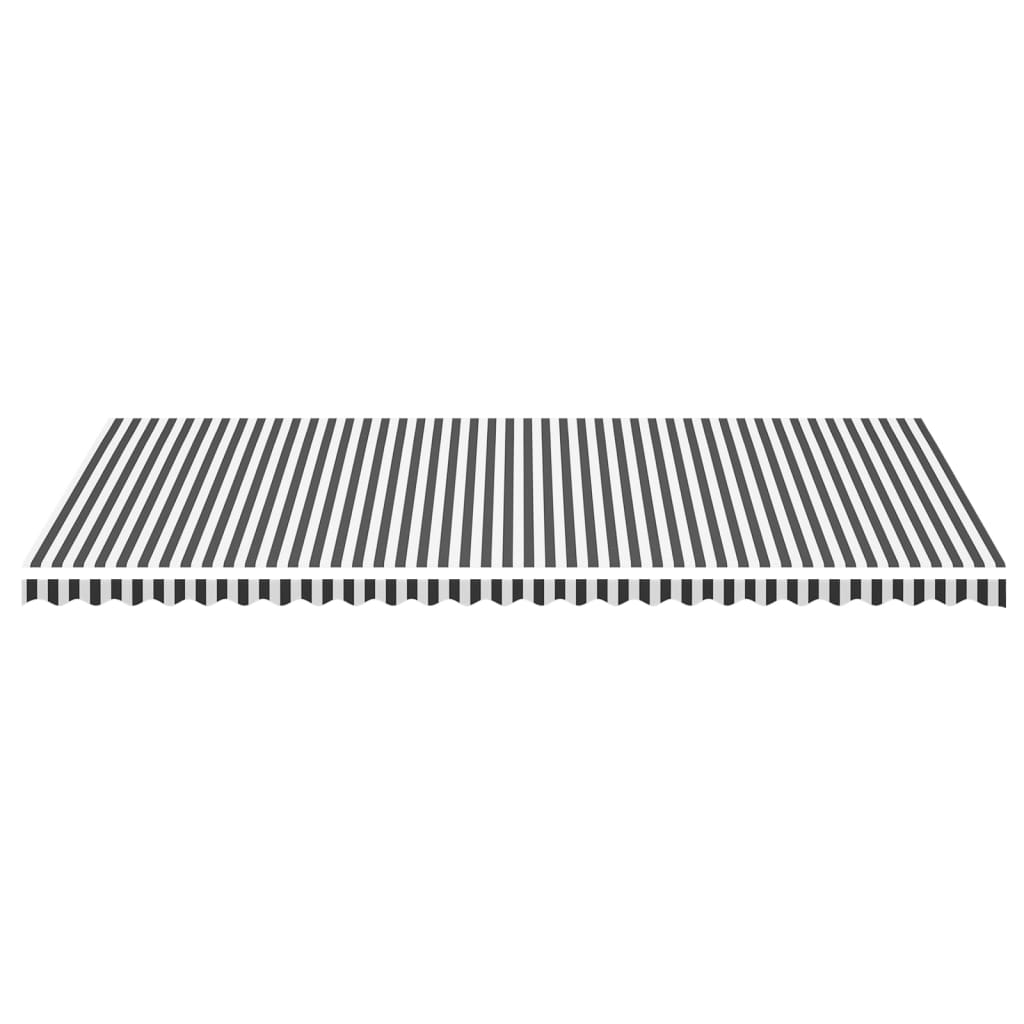 Tessuto di Ricambio per Tenda da Sole Antracite e Bianco 600x350 cm Poliestere