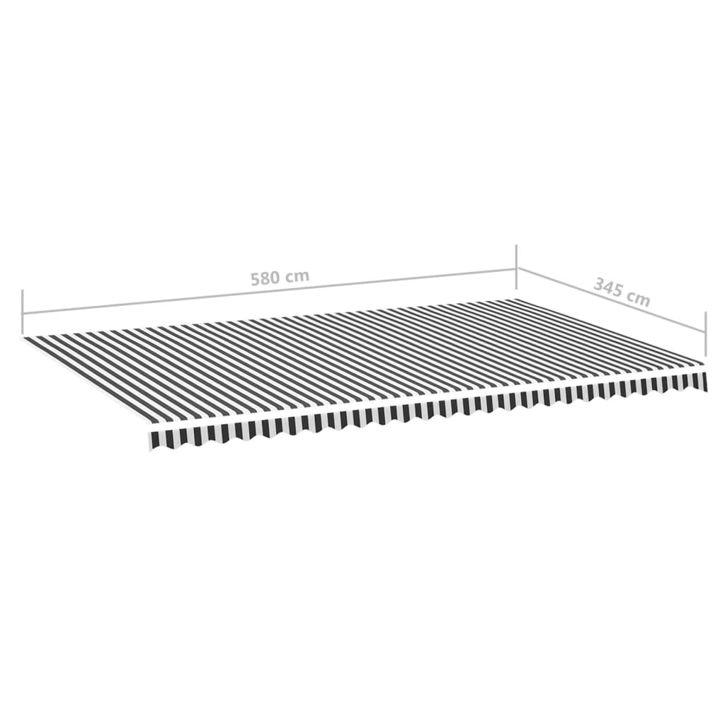 Tessuto di Ricambio per Tenda da Sole Antracite e Bianco 600x350 cm Poliestere
